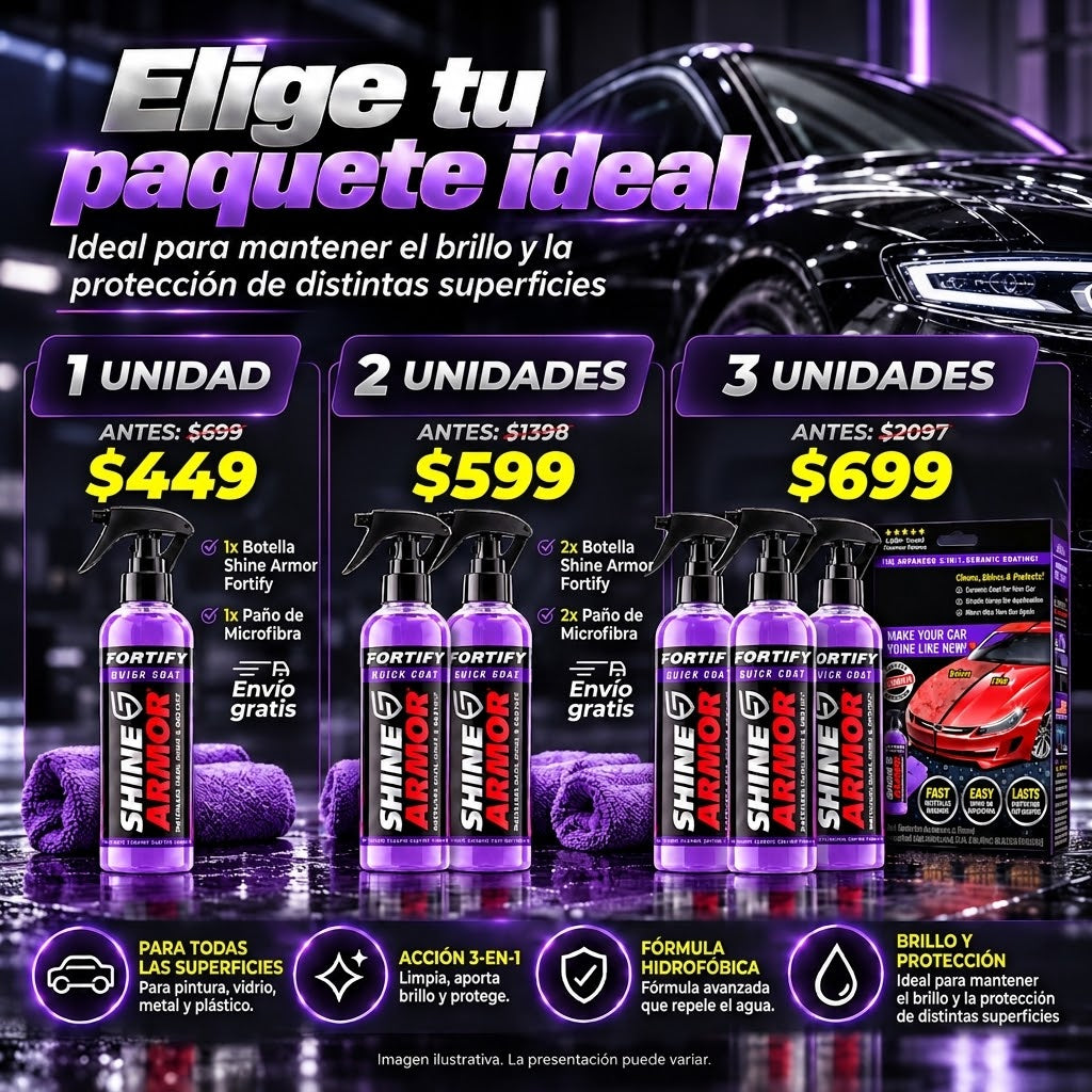 Presentaciones de uno, dos y tres frascos de spray cerámico